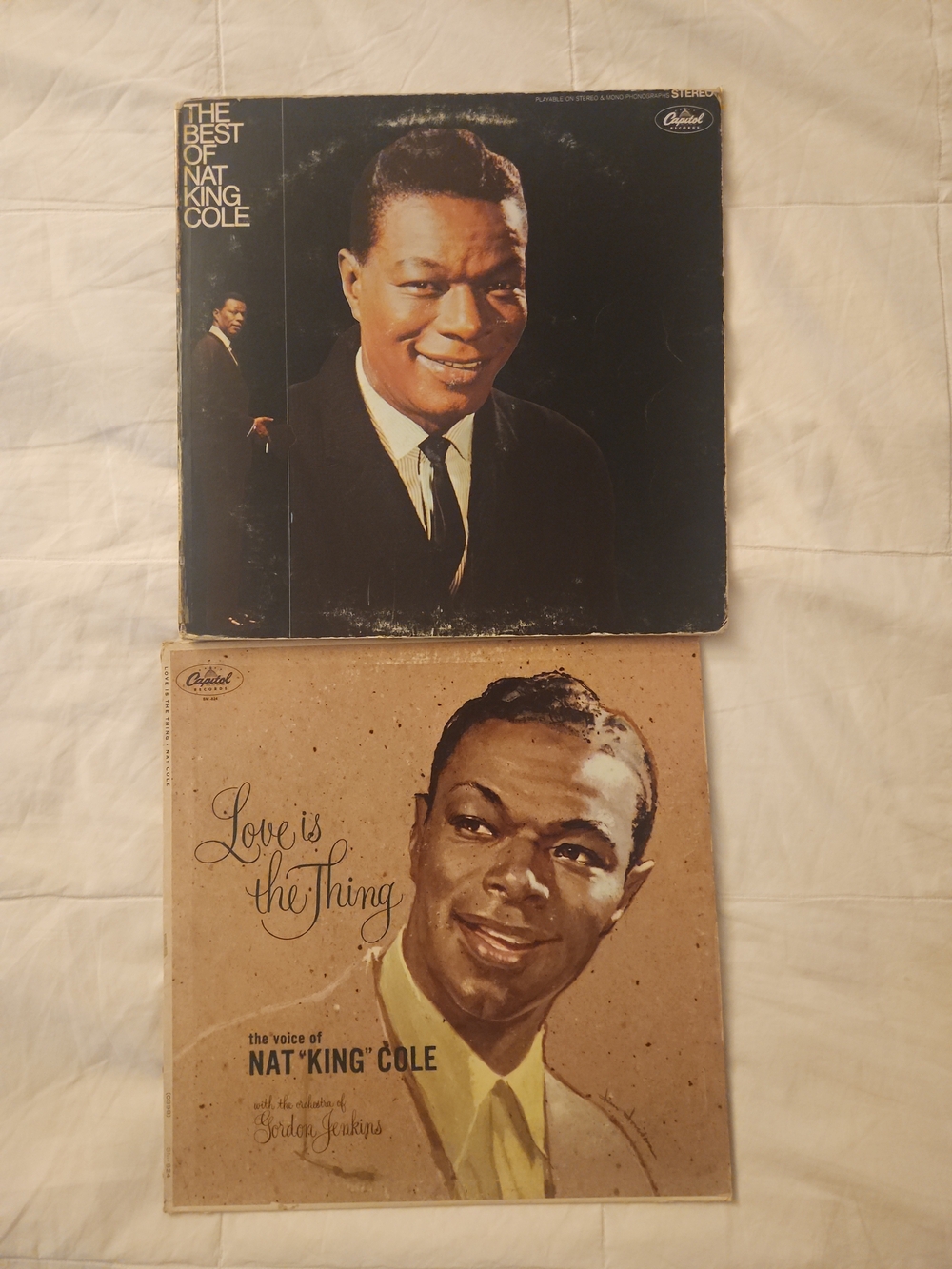 Capitol Records Nat King Cole Vinyl 2 Albums - AS IS FOR DISPLAY ONLY